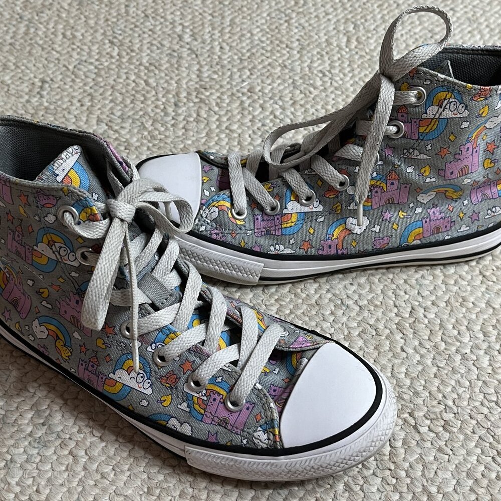 Converse All Star Girl's Size 3 Child Castle Rainbow High Top Sneakers Shoes
